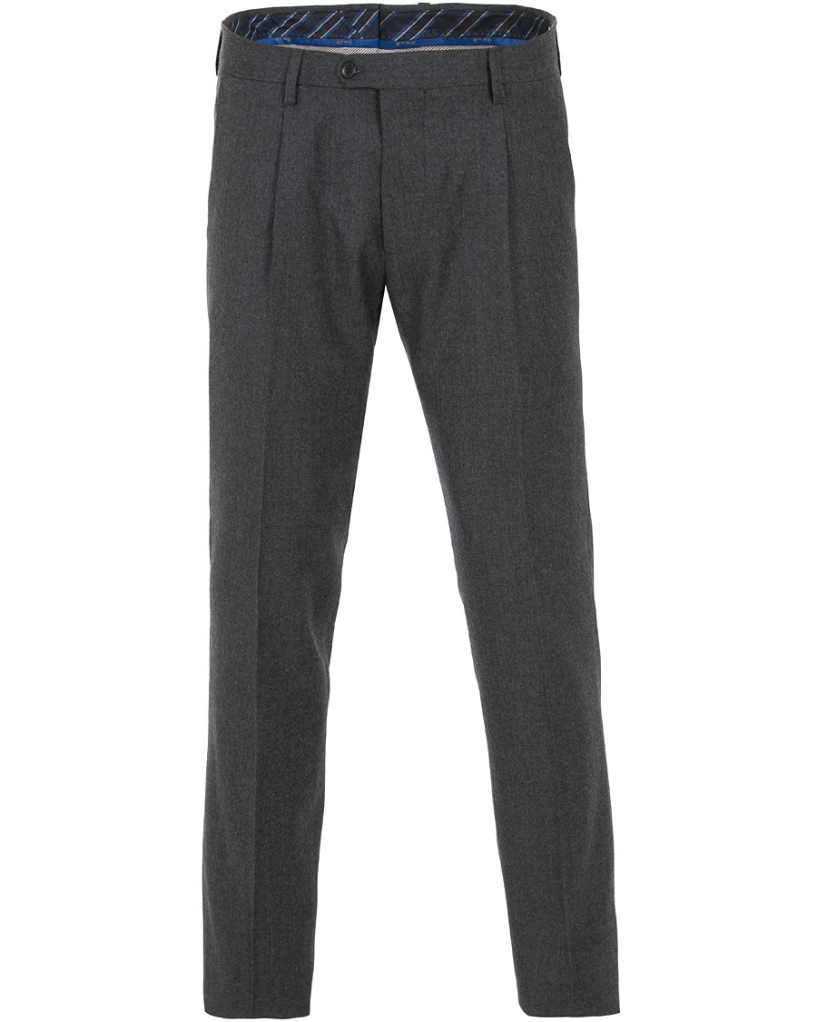  Single Pleat Flannel Trouser Charcoal 46