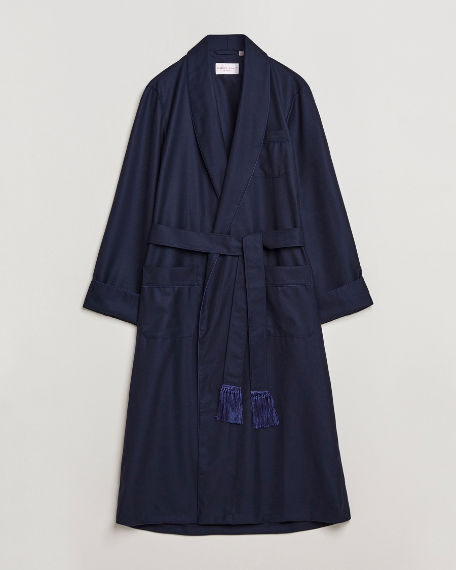  Pure Wool Dressing Gown Navy