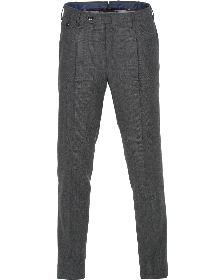  Gentleman Fit Pleated Wool/Cashmere Trousers Light Grey