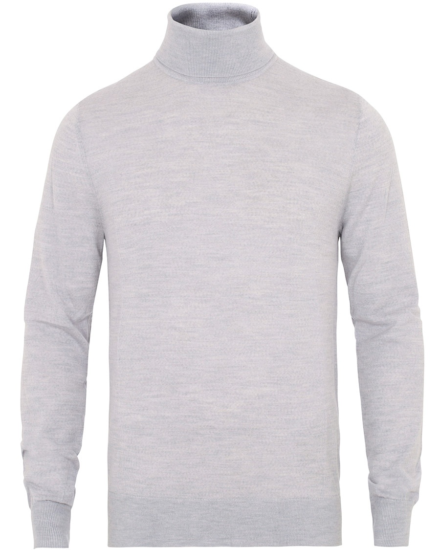  Nevile Extra Fine Merino Polo Light Grey Melange