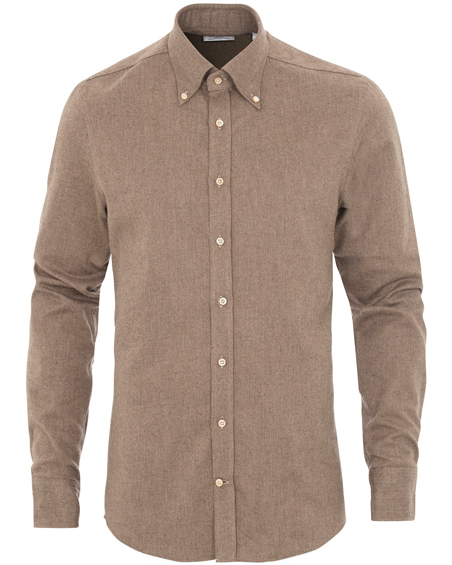 Stenströms Slimline Flannel Shirt Brown