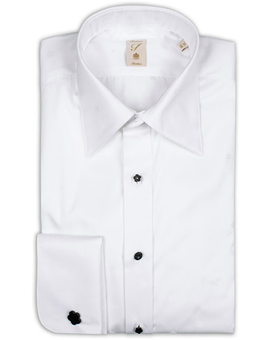  Slimline Jaquard Evening Shirt White