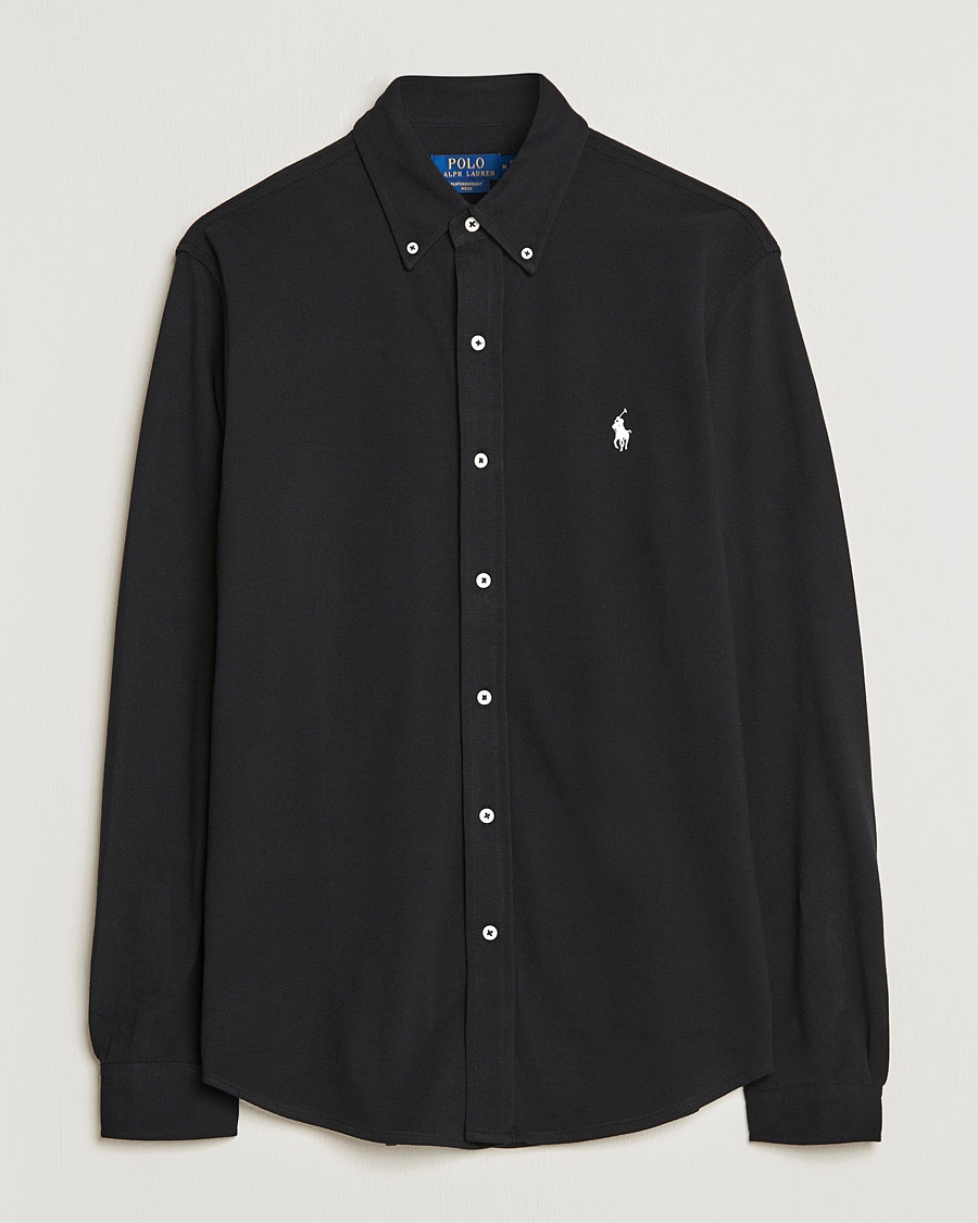 Polo Ralph Lauren Featherweight Mesh Shirt Polo Black – Schwarz