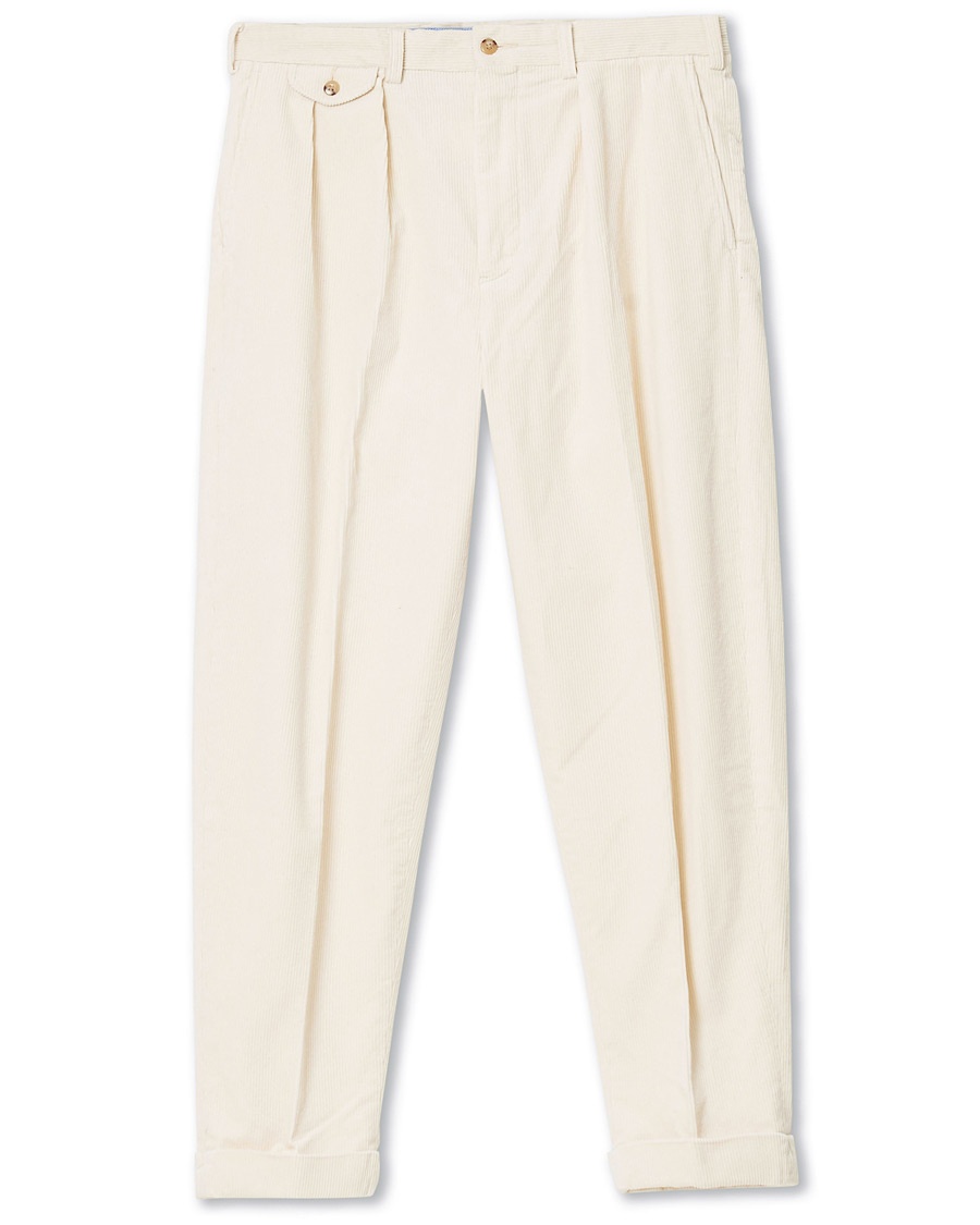  Corduroy Pleated Turn Up Pants Andover Cream