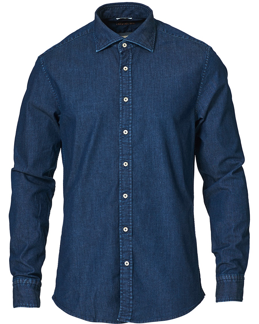  Slimline Garment Washed Shirt Dark Denim