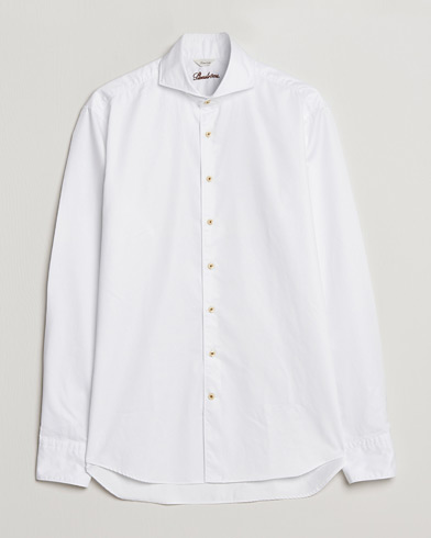 Herren | Hemden | Stenströms | Fitted Body Washed Cotton Plain Shirt White