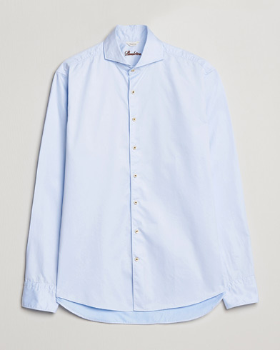 Herren | Stenströms | Stenströms | Fitted Body Washed Cotton Plain Shirt Light Blue