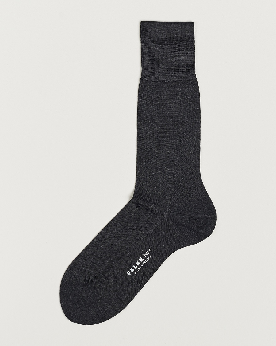 Falke No. 6 Finest Merino & Silk Socks Anthracite Melange - Grau - Socken - Grösse: 41-42