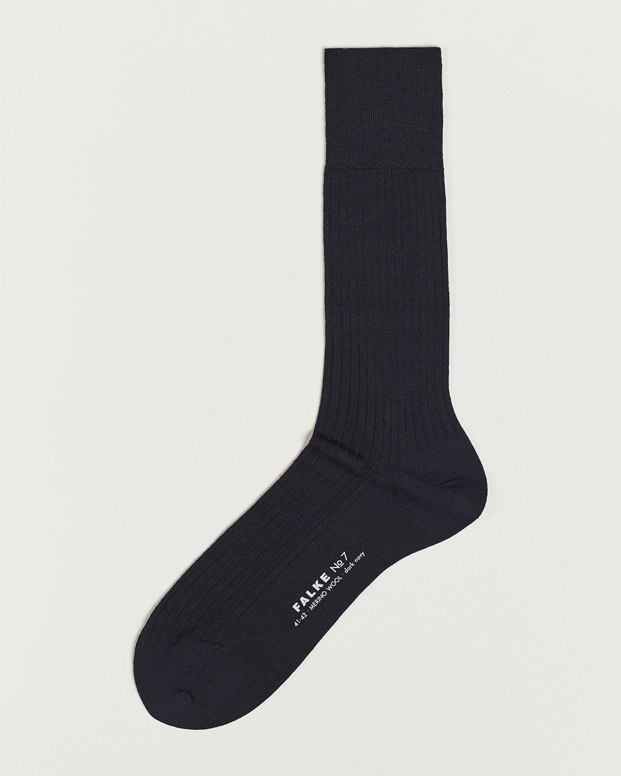 Herren | Falke | Falke | No. 7 Finest Merino Ribbed Socks Dark Navy