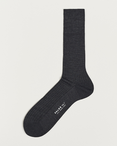 Herren | Socken | Falke | No. 7 Finest Merino Ribbed Socks Anthracite Melange