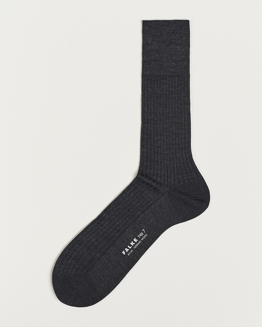 Falke No. 7 Finest Merino Ribbed Socks Anthracite Melange - Grau - Socken - Grösse: 41-42