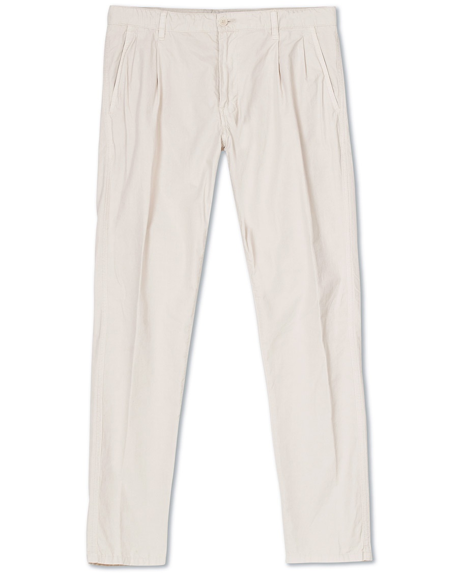  Pleated Cotton Slacks Beige