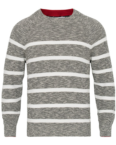 Herren |  | Brunello Cucinelli | Melange Striped Cotton Sweater Grey/White