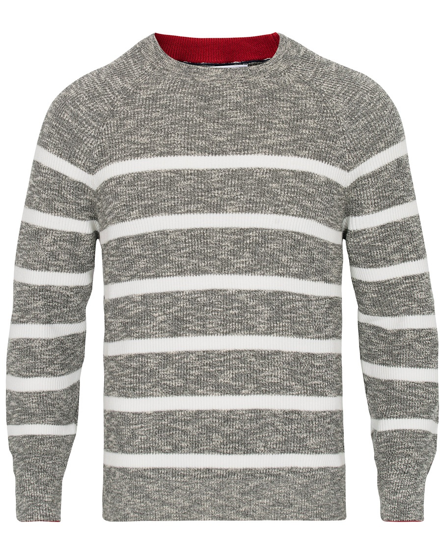 Herren | | Brunello Cucinelli | Melange Striped Cotton Sweater Grey/White