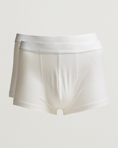 Herren | Unterhosen | Sunspel | 2-Pack Cotton Stretch Trunk White