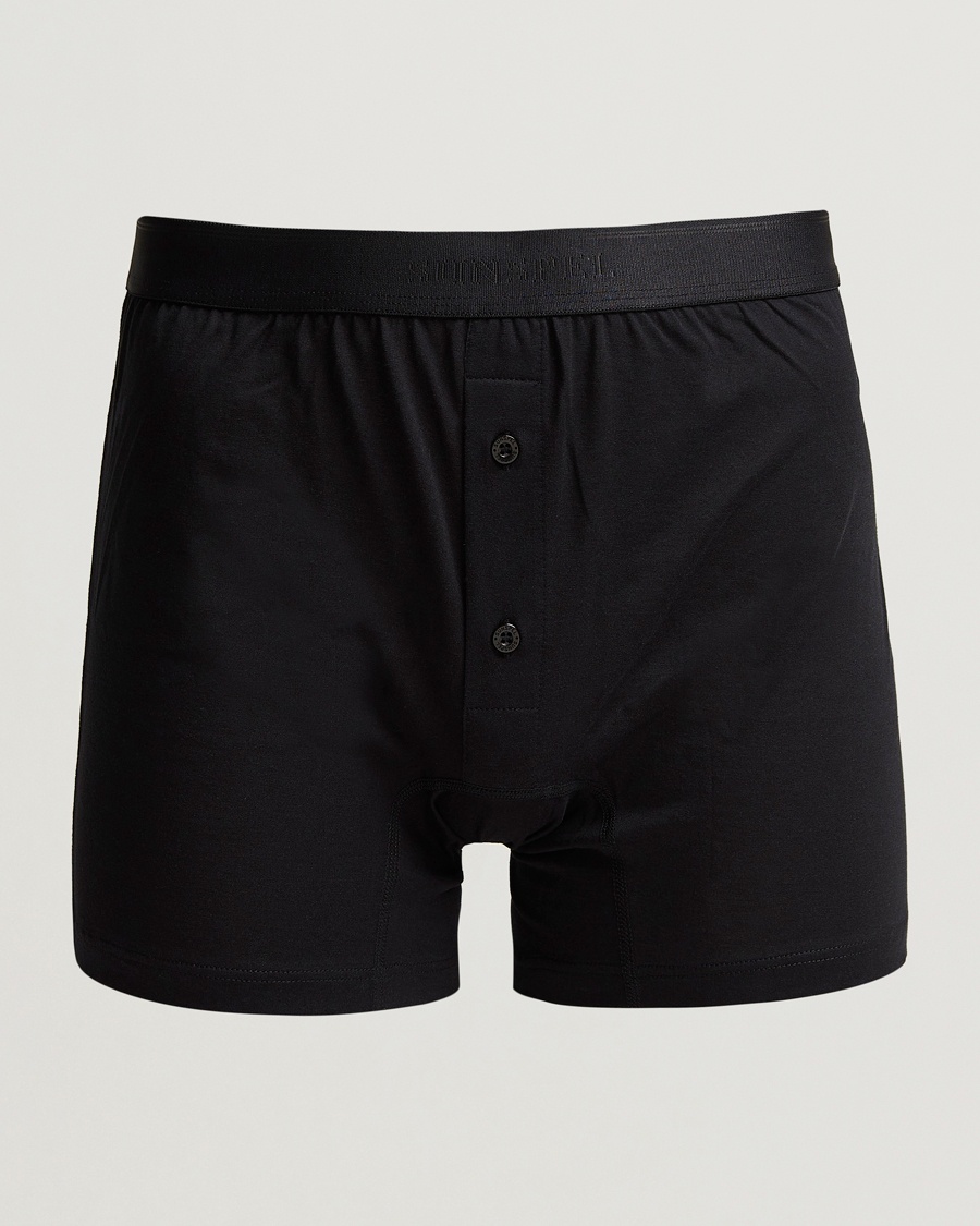 Herren | Unterwäsche | Sunspel | Superfine Two Button Cotton Black