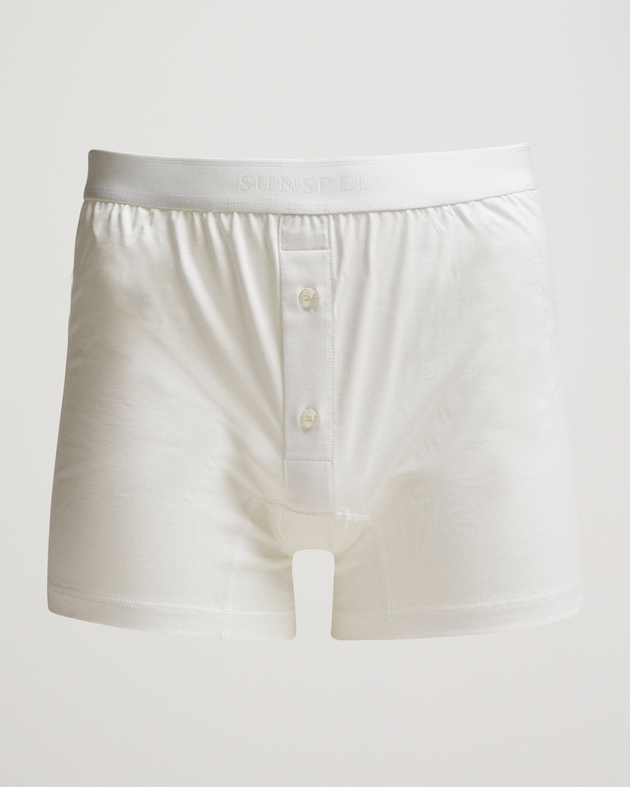 Sunspel Superfine Two Button Cotton White - Weiß - Unterhose - Grösse: M