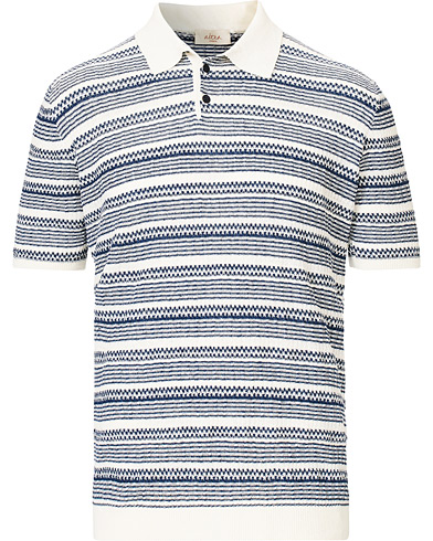 Jacquard Knitted Polo White/Blue