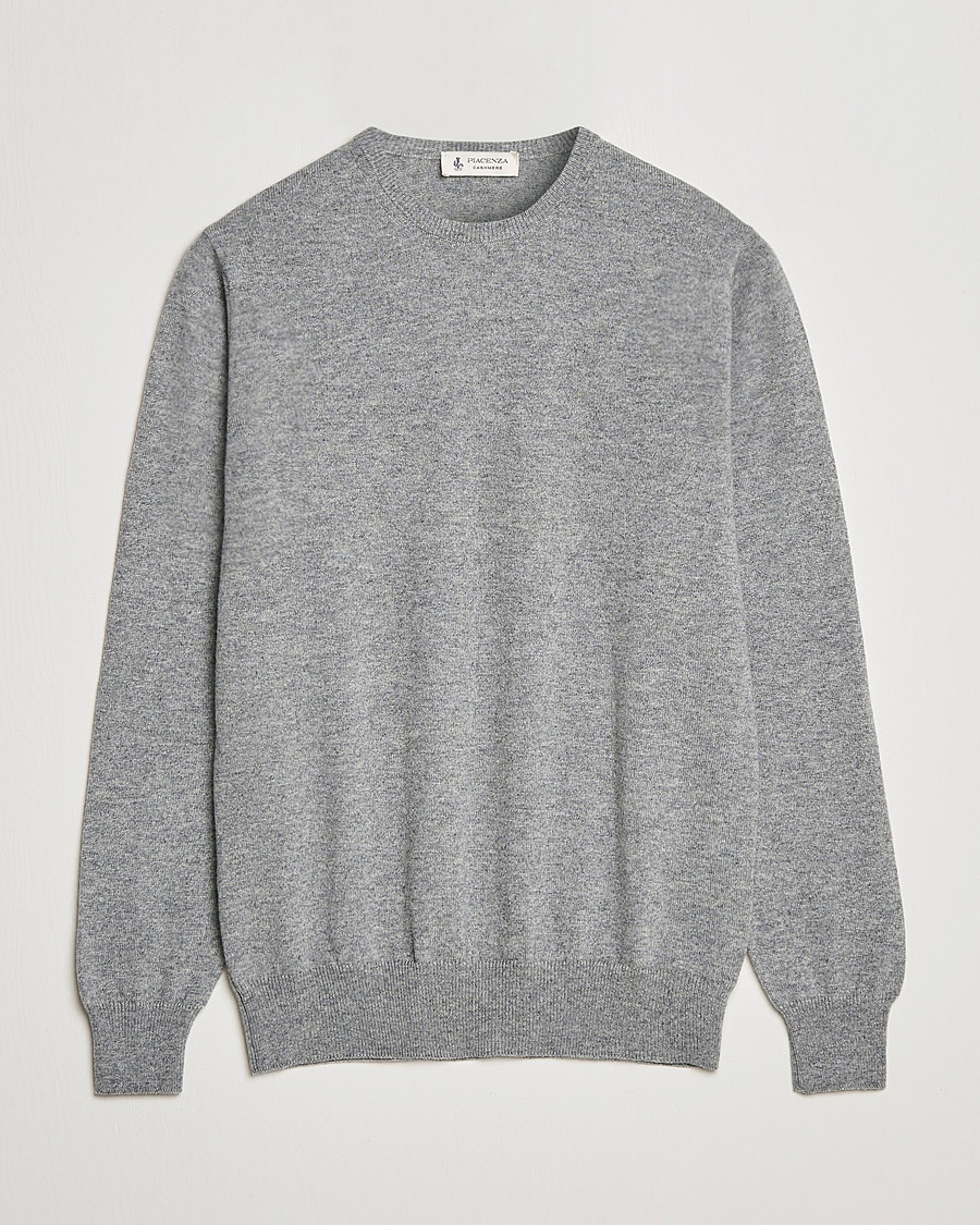 Herren | Kaschmirpullover | Piacenza Cashmere | Cashmere Crew Neck Sweater Light Grey