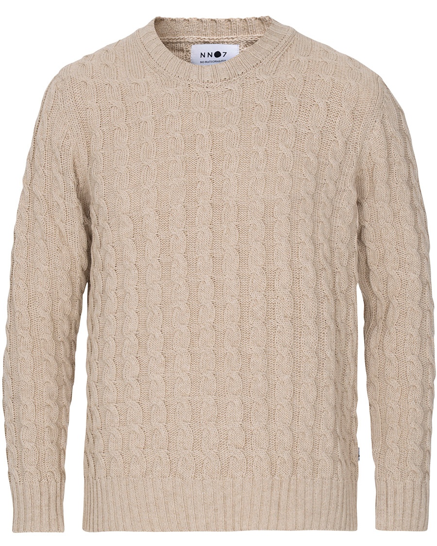  Fabian Cotton Cable Crew Neck Light Khaki