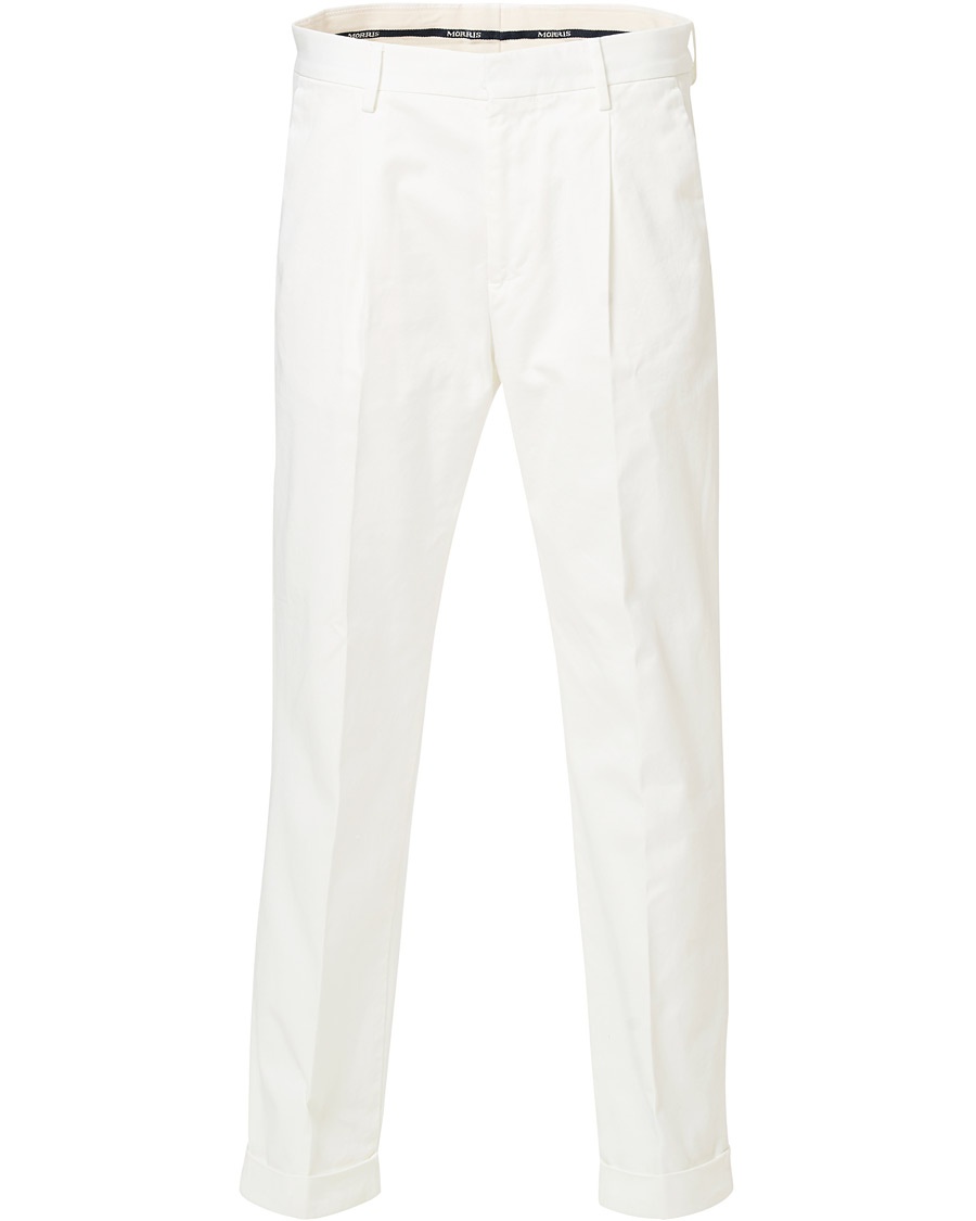  Bernard Pleated Turn Up Trousers Off White