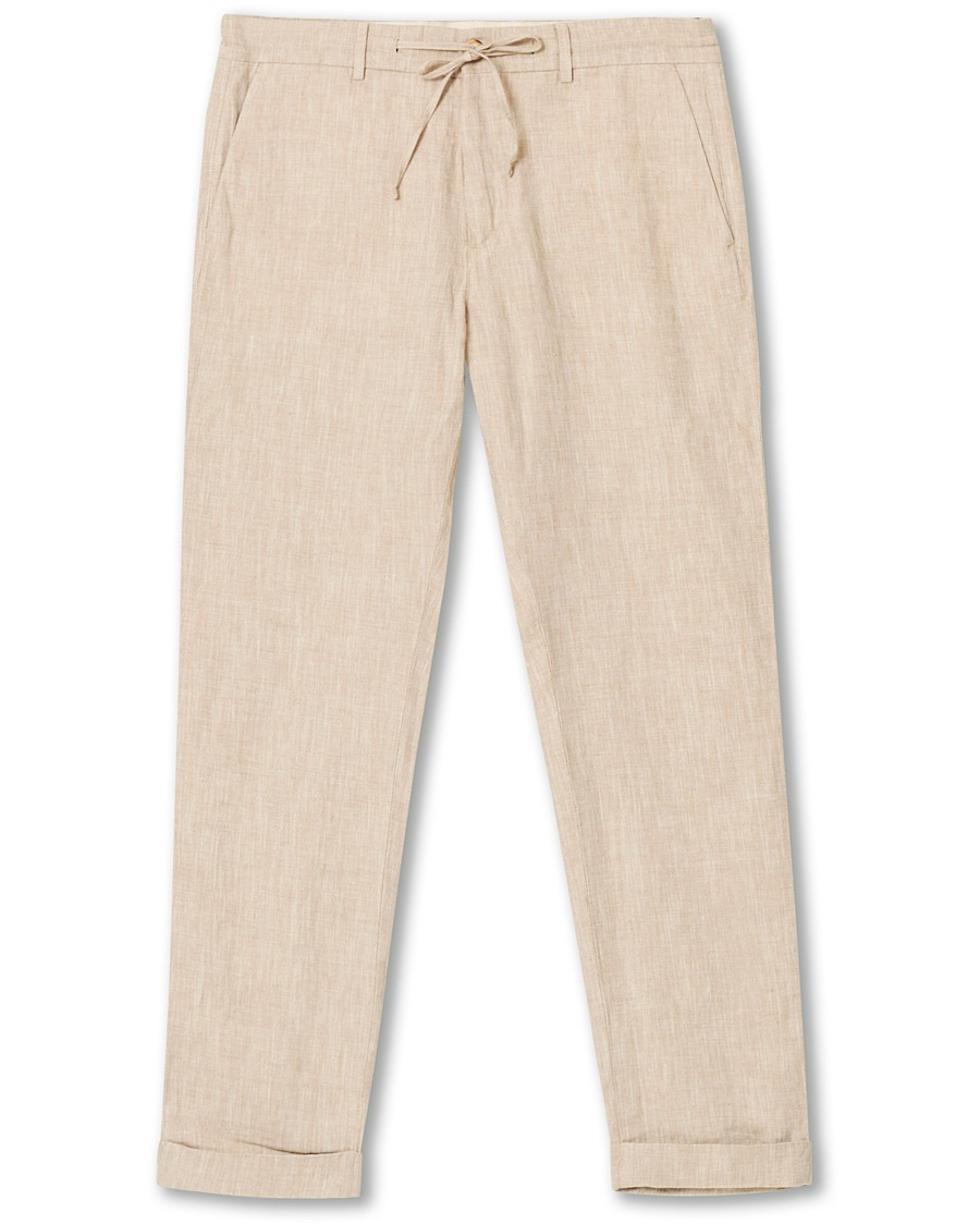  Windslow Linen Turn Up Drawstring Trousers Khaki