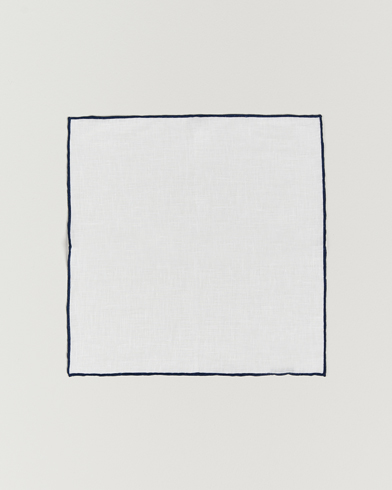 Herren | The Classics of Tomorrow | Amanda Christensen | Linen Paspoal Pocket Square White/Navy
