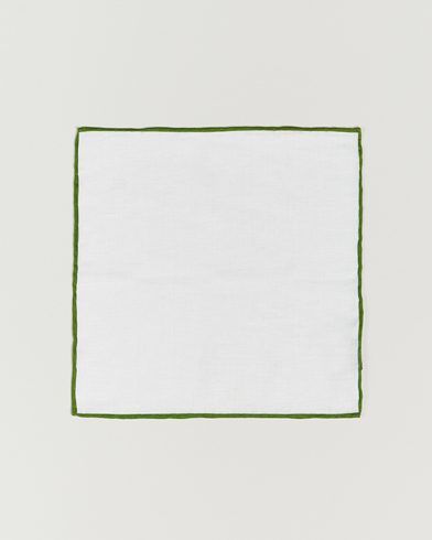 Einstecktuch |  Linen Paspoal Pocket Square White/Green