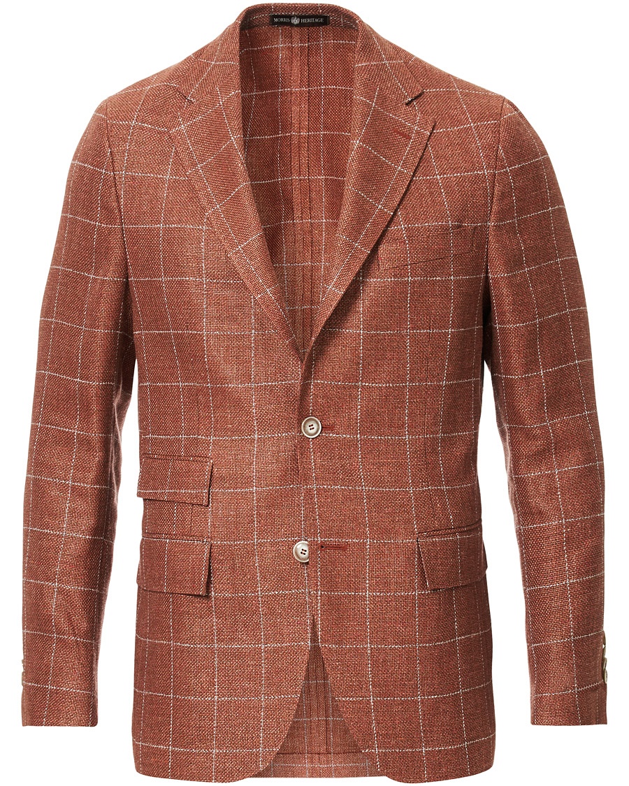  Big Check Wool/Linen Blazer Orange