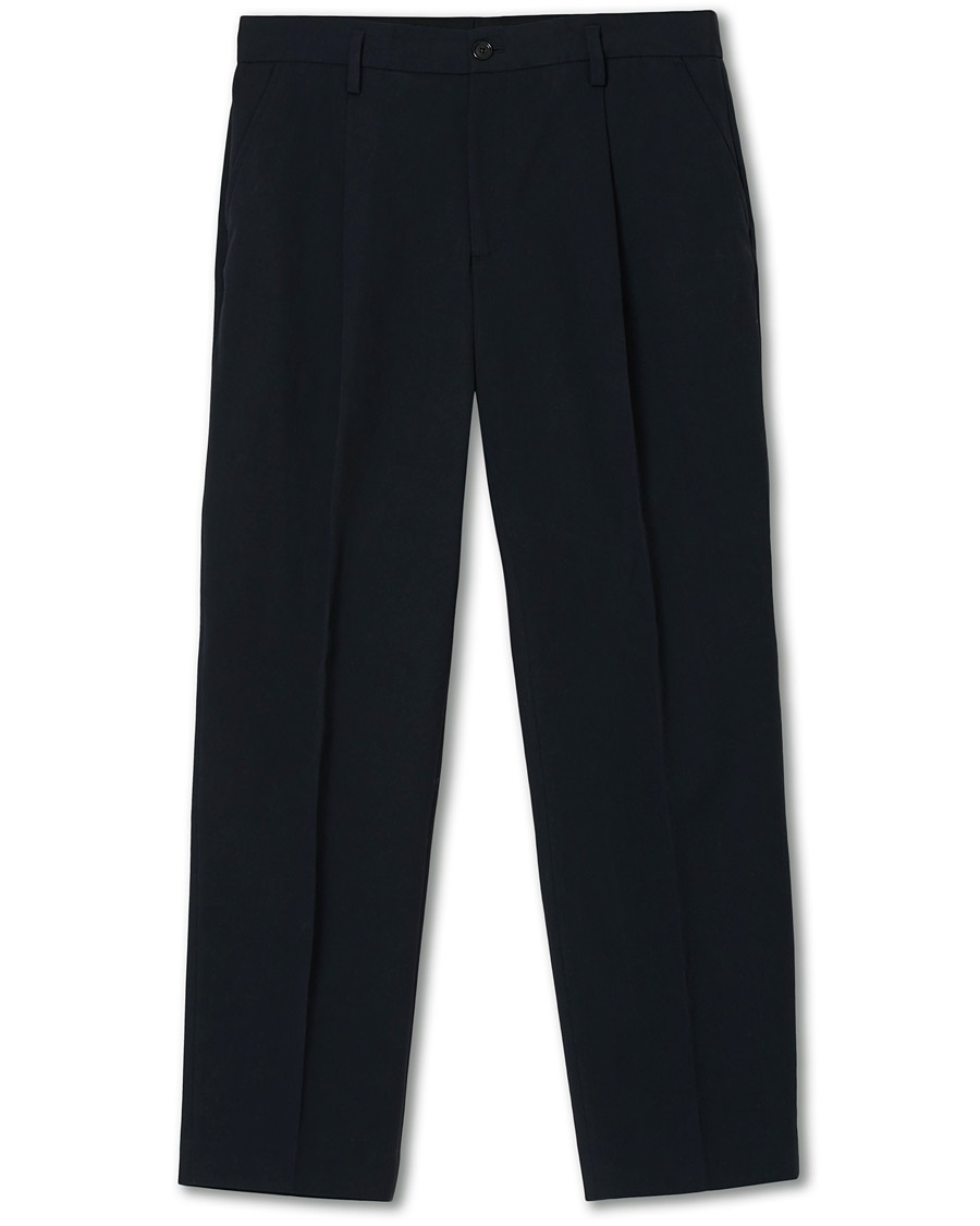  Samson Loose Fit Pleated Cotton Trousers Navy