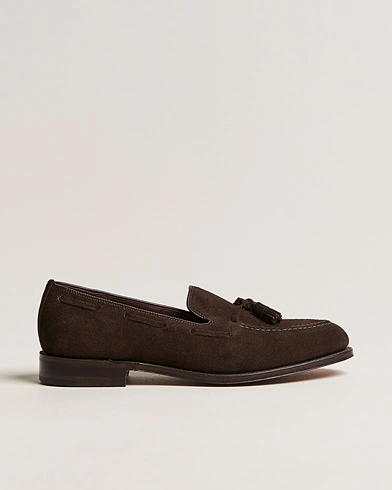 Herren | Handgefertigte Schuhe | Loake 1880 | Russell Tassel Loafer Chocolate Brown Suede