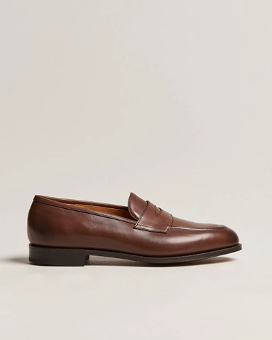 Herren | Handgefertigte Schuhe | Edward Green | Piccadilly Penny Loafer Dark Oak Antique