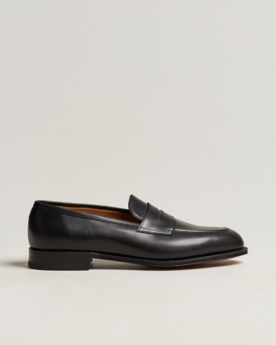 Herren | Handgefertigte Schuhe | Edward Green | Piccadilly Penny Loafer Black Calf