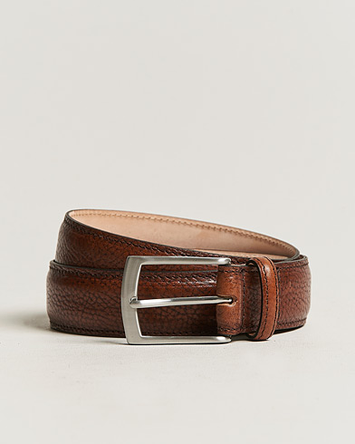 Herren | Schlichte Gürtel | Loake 1880 | Henry Grained Leather Belt 3,3 cm Dark Brown
