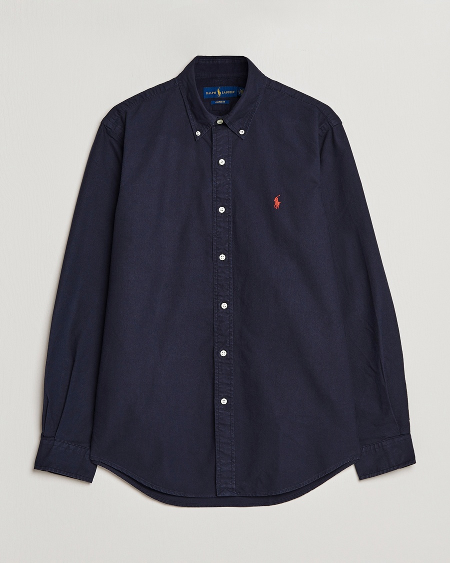 Polo Ralph Lauren Custom Fit Garment Dyed Oxford Shirt Navy – Blau