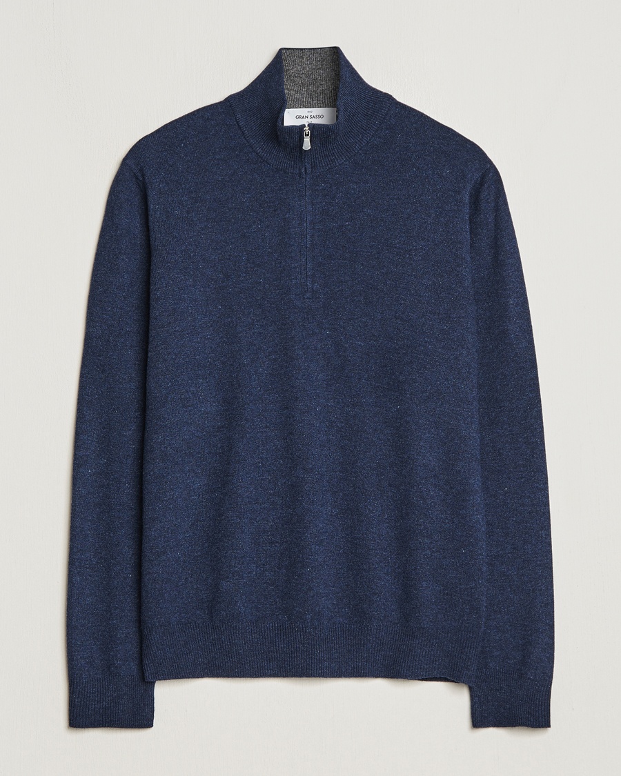 Herren | Sale | Gran Sasso | Wool/Cashmere Half Zip Navy Melange