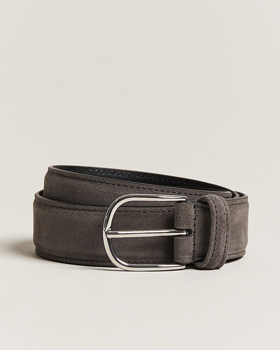 Herren | Made in Europe | Anderson's | Suede 3,5 cm Belt Grey