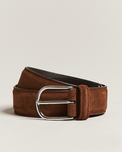 Herren |  | Anderson's | Suede 3,5 cm Belt Brown