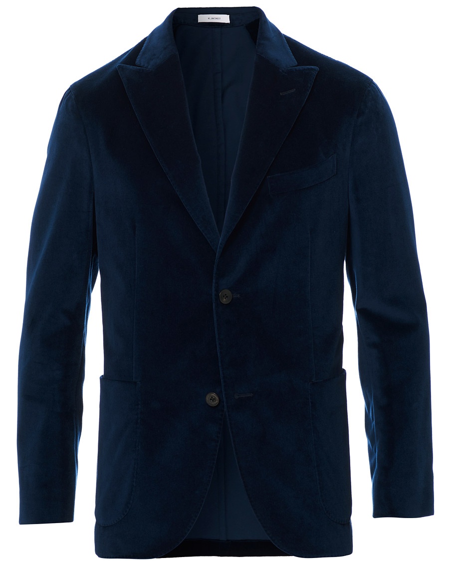 Boglioli K Jacket Peak Lapel Velvet Blazer Navy