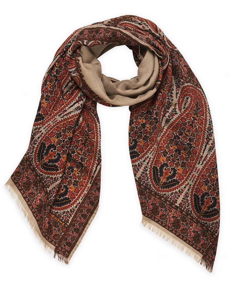 Etro Cashmere Blend Paisley Scarf Beige