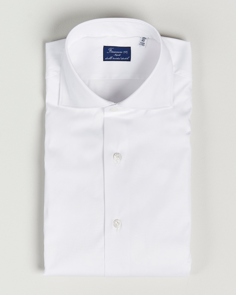 Herren | Formelle Hemden | Finamore Napoli | Milano Slim Fit Stretch Shirt White