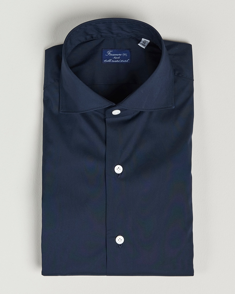 Finamore Napoli Milano Slim Fit Stretch Shirt Navy – Blau
