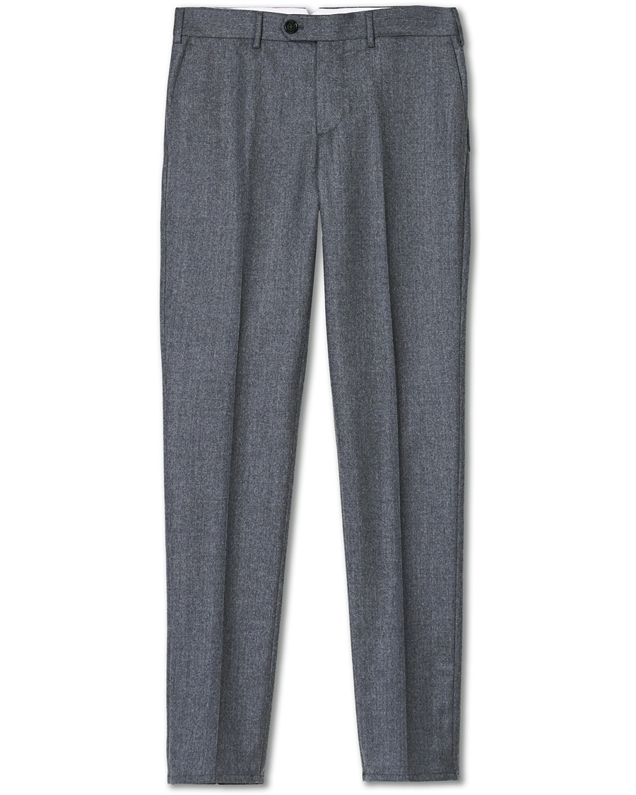  Slim Fit Super 120s Flannel Trousers Grey Melange