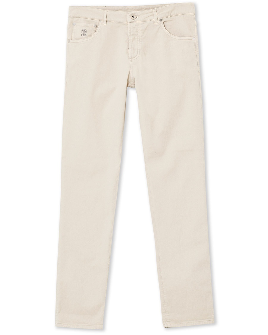  Slim Fit 5-Pocket Twill Pants Light Beige