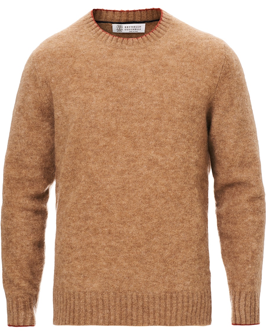  Soft Mohair Crew Neck Sweater Brown