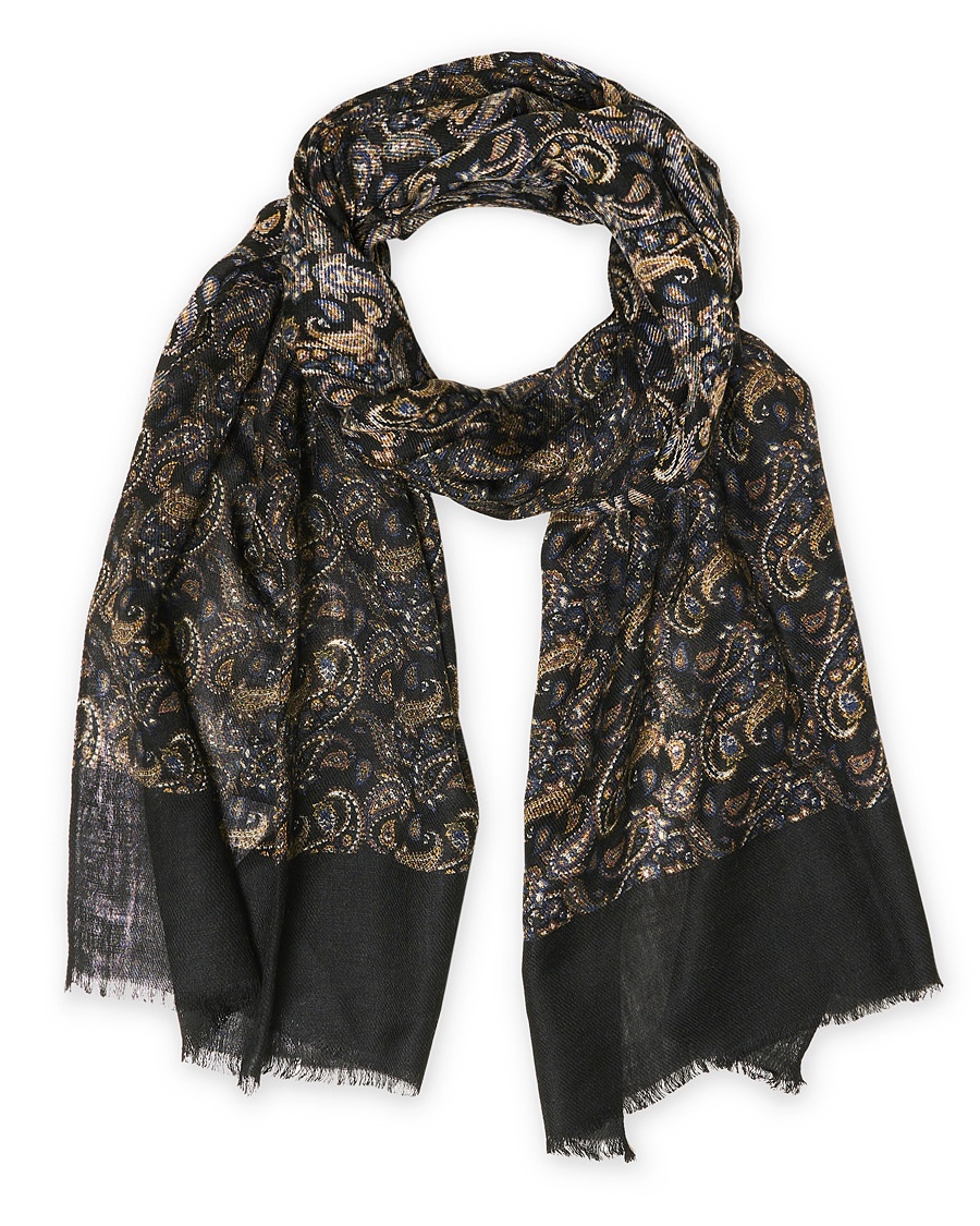 Amanda Christensen Paisley Printed Scarf Black