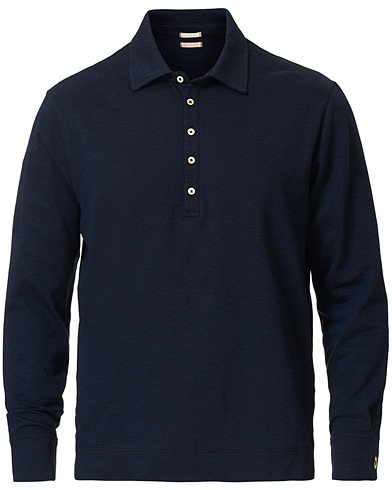  Ischia Cotton/Cashmere Long Sleeve Polo Blue Navy
