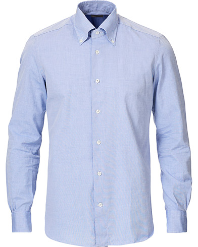 Mazzarelli Soft Oxford Button Down Shirt Blue