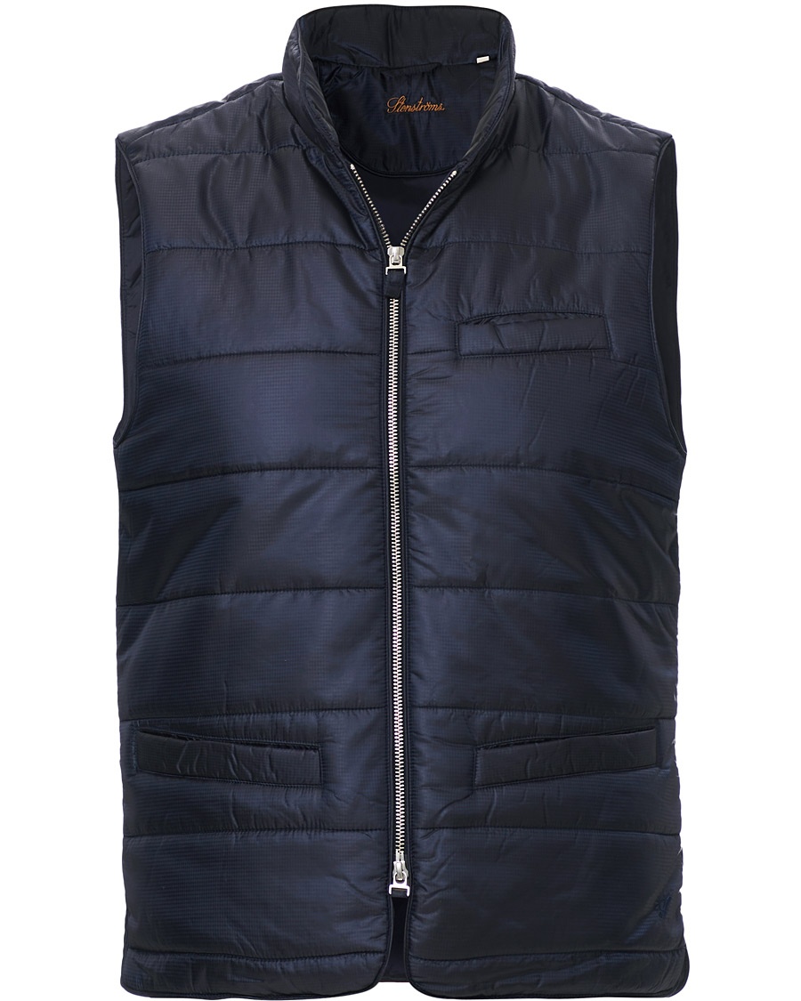 Stenströms Quilted Houndstooth Vest Navy