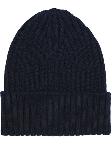  Ribbed Cashmere Beanie Navy 